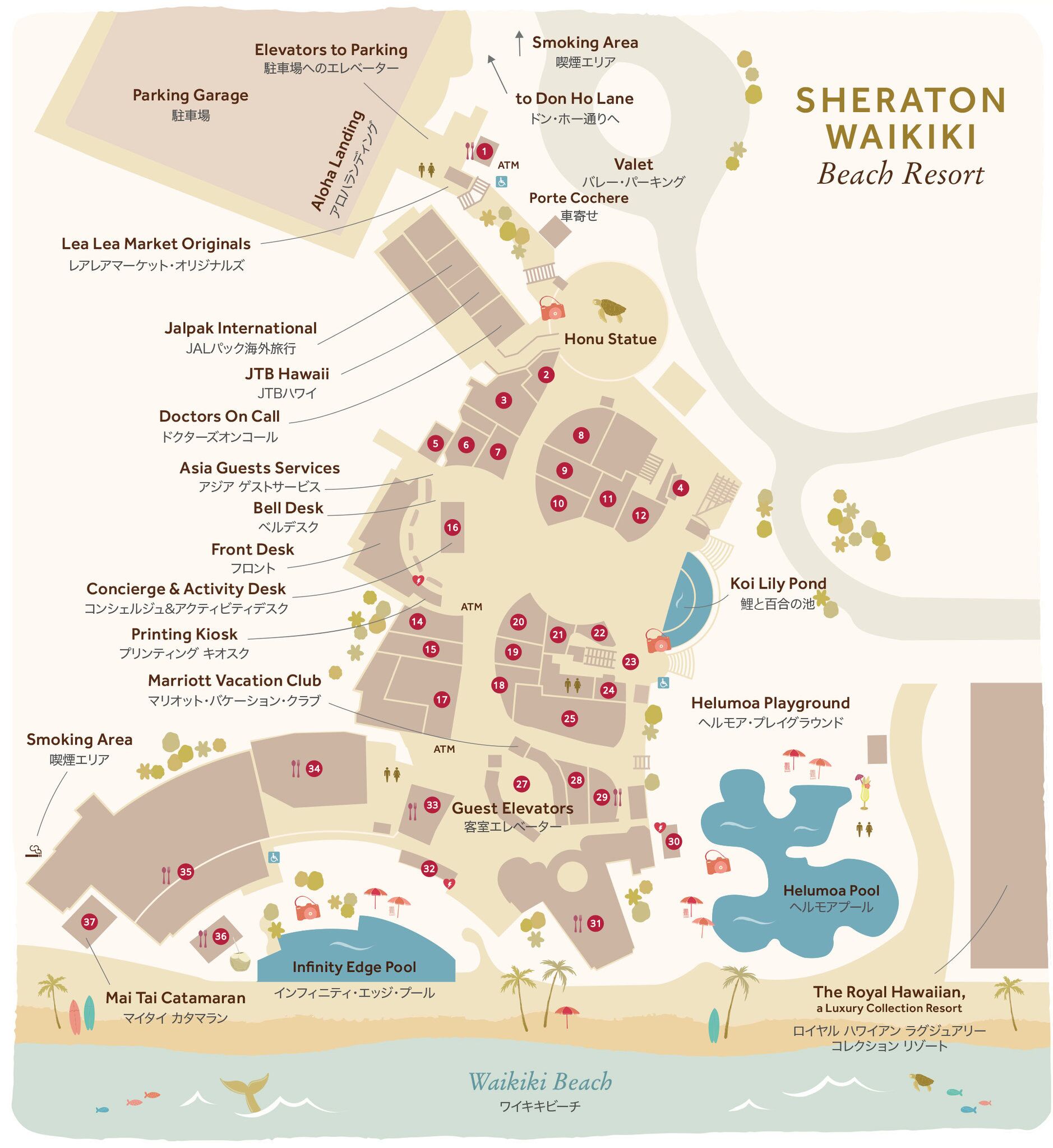 Map Of Wakiki Hotels; Sheraton Waikiki Hotel Property Map & Driving Directions